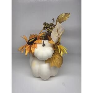Fall Floral Pumpkin With Artificial Flowers Fall Holiday Home Centerpiece